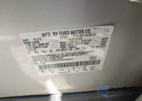 2013 Ford Explorer Xlt z USA, uszkodzony, nr VIN 1FM5K8D89DGA50693